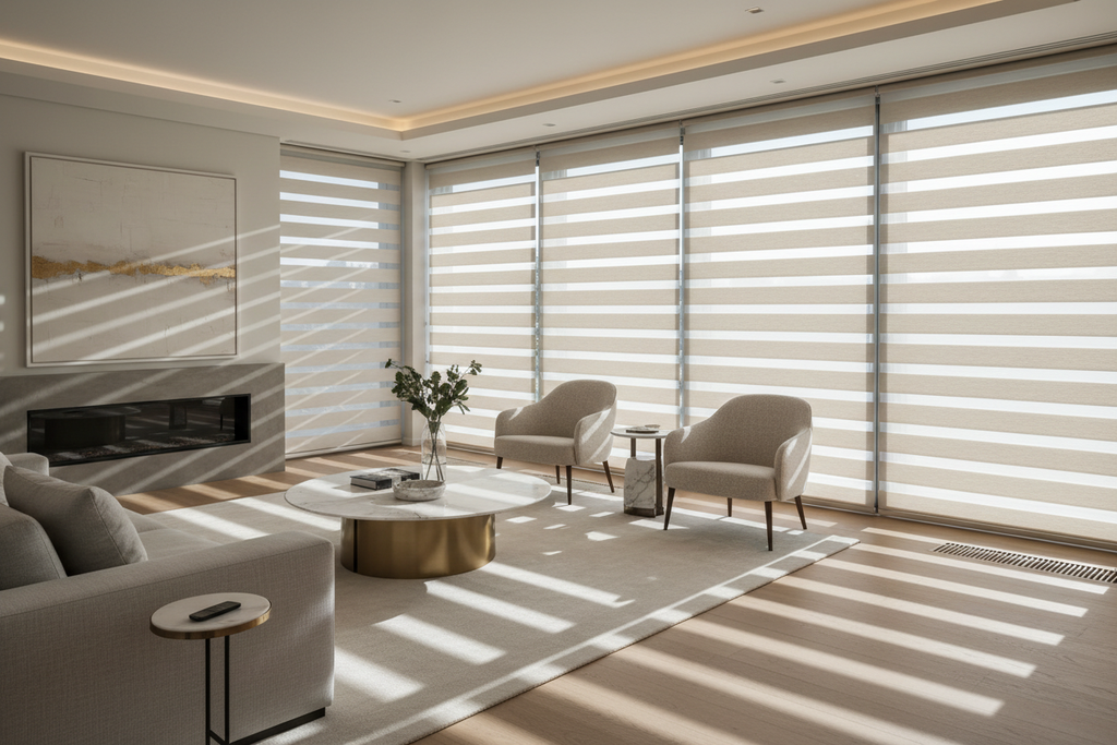 LuxeNest Elegant Motorized Zebra Blinds